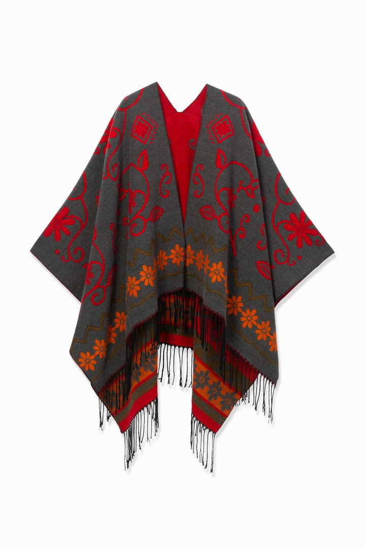 Fringed square poncho | Desigual