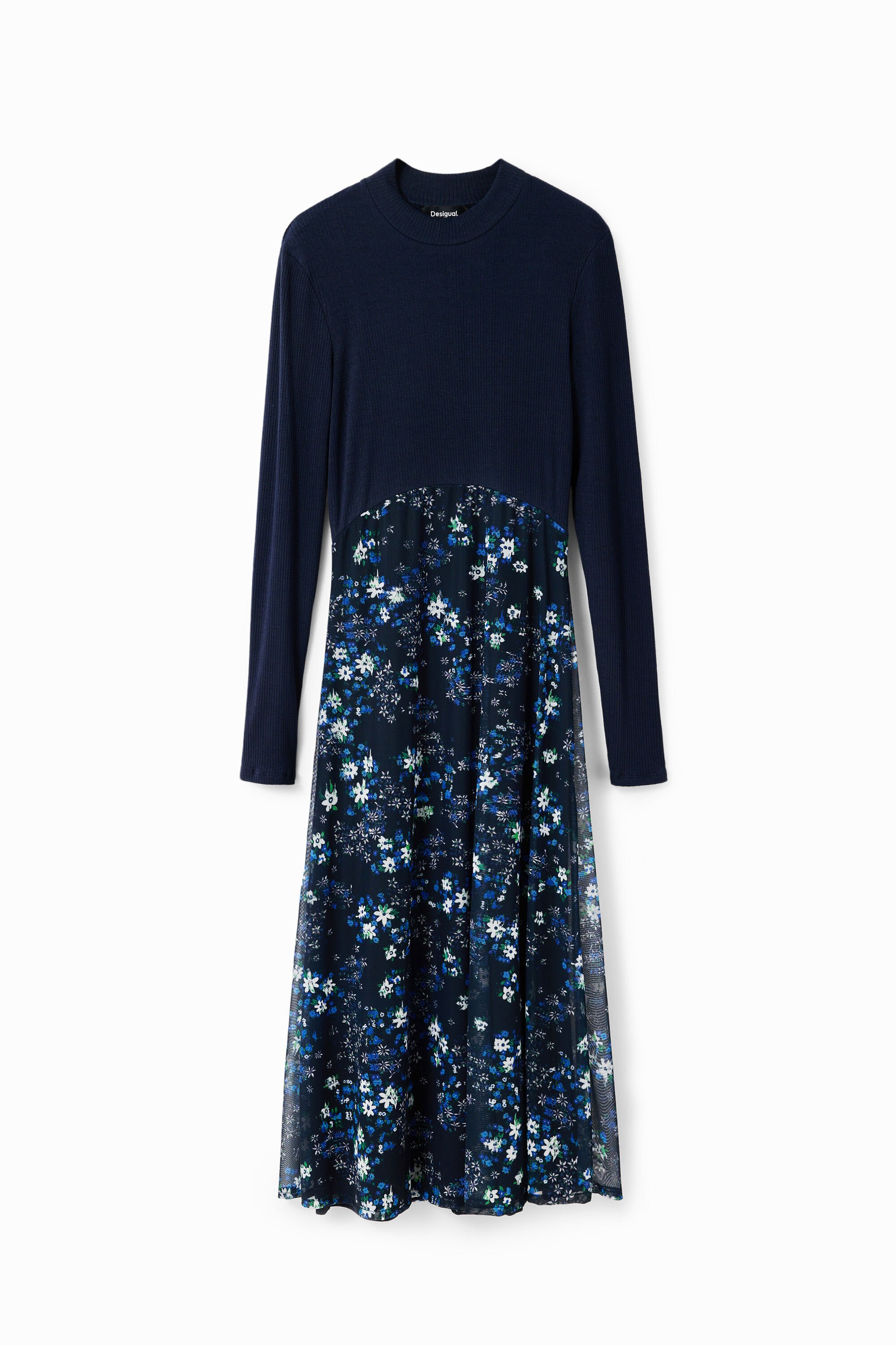 Vestido midi combinado flores