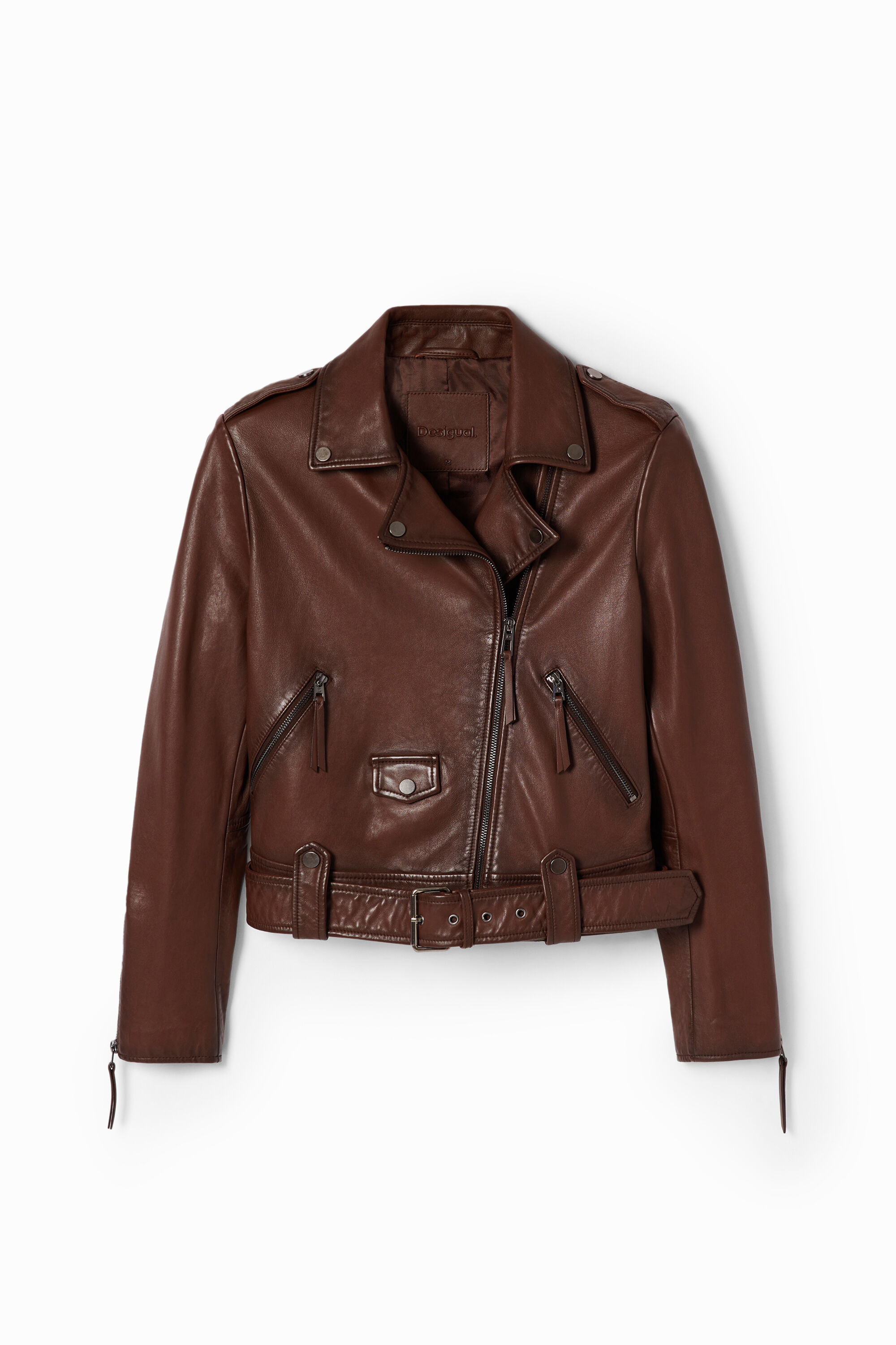 Chaqueta biker piel cinturón