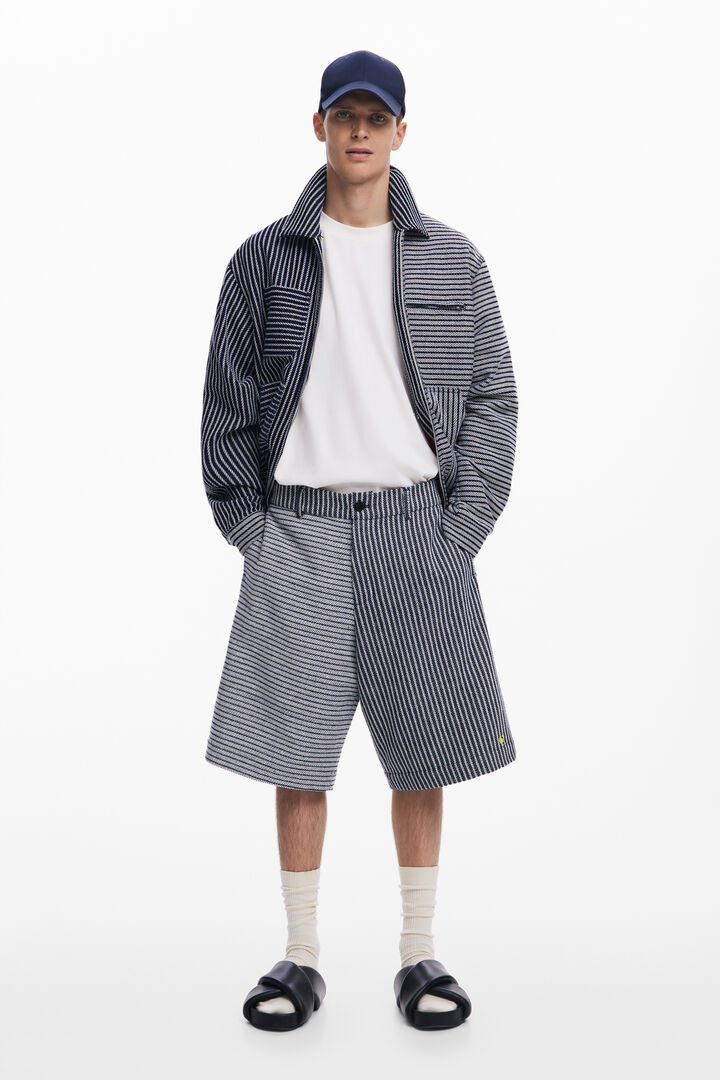 Baggy striped Bermuda shorts