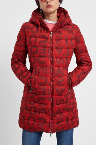 Lange Steppjacke mit Buchstaben