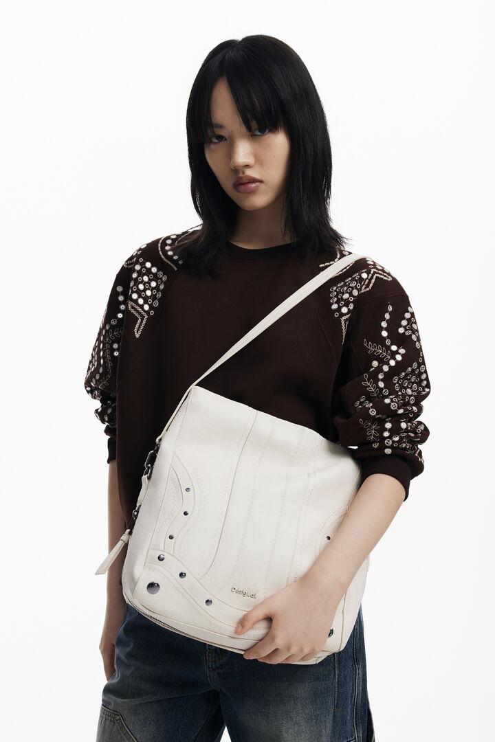 Bolso efecto piel bordados mediano | Desigual