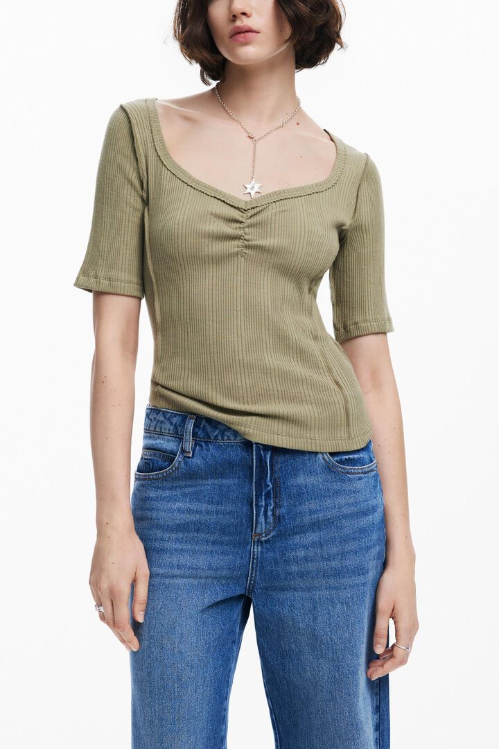 Camiseta escote fruncido | Desigual