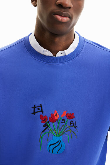 Sweatshirt met bloemenborduursel | Desigual