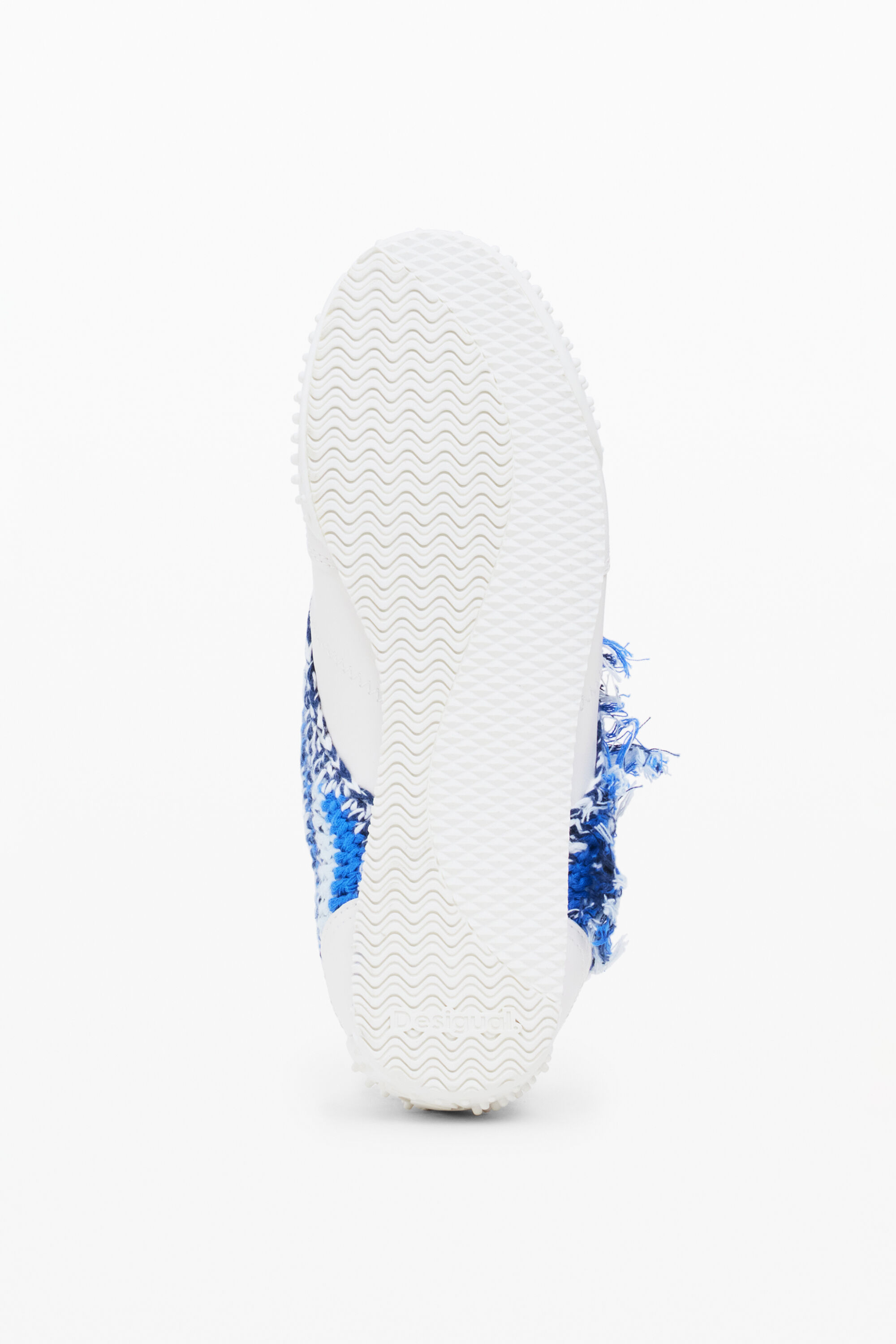 Shop Desigual Frayed Fabric Sneakers In White