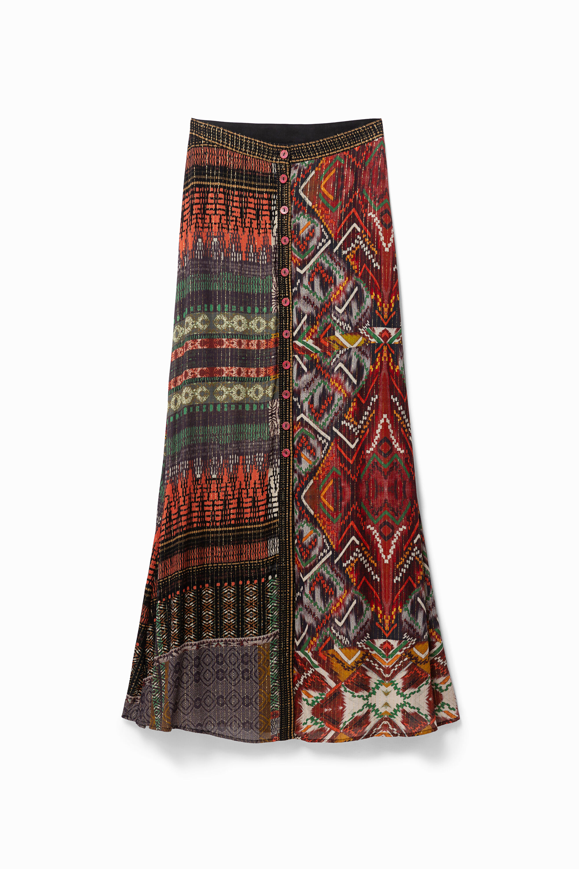 Buttoned ethnic skirt