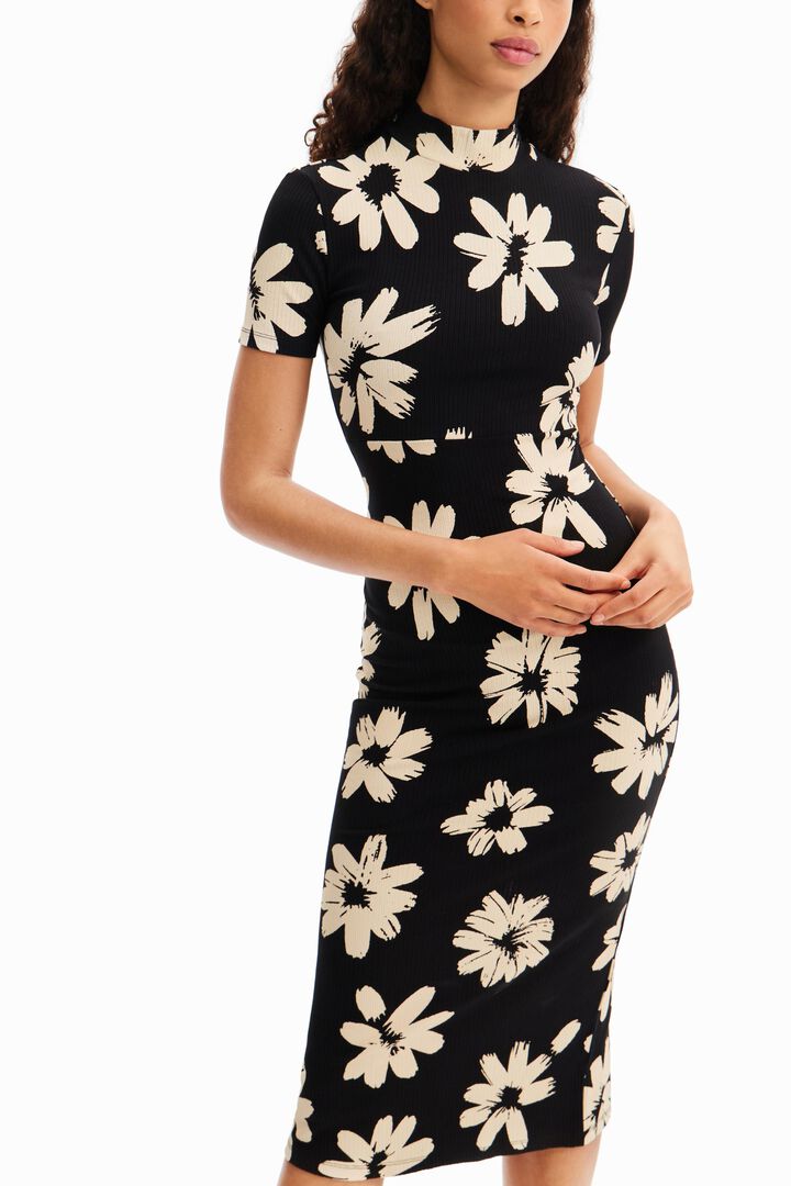 Slim arty floral midi dress | Desigual