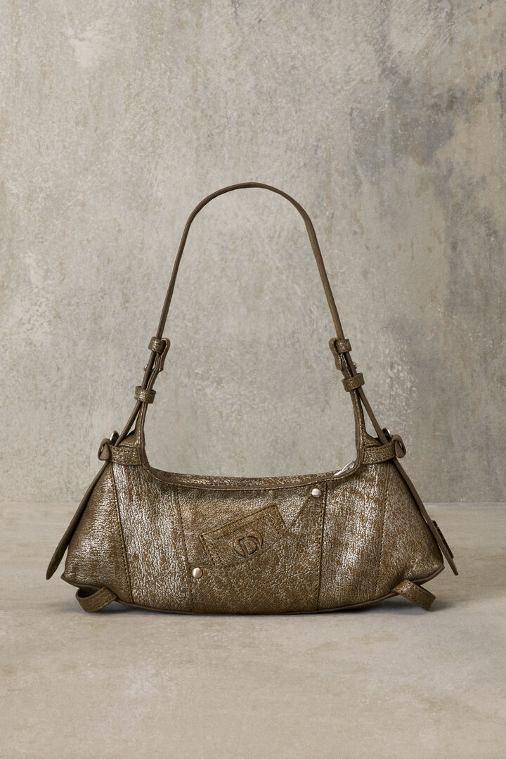 Mittelgroße Tasche aus metallisiertem Leder Studio | Desigual