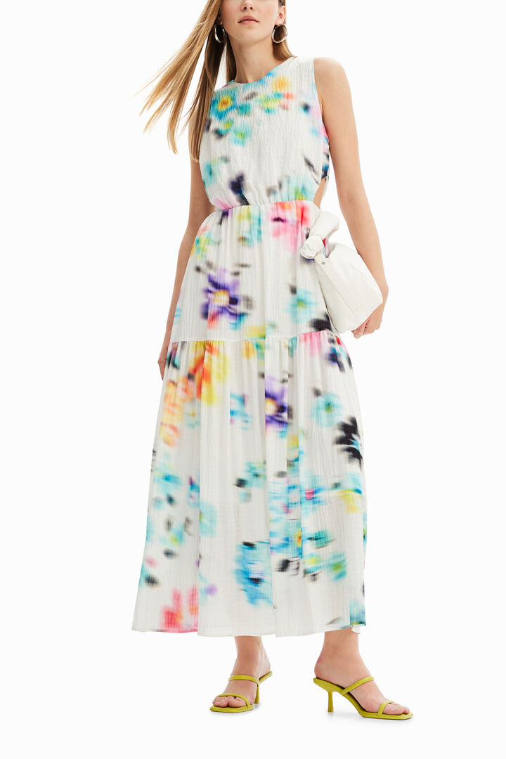 Langes Kleid Cut-out verschwommenes Muster | Desigual