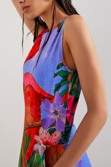 Sukienka ogrodniczka z nadrukiem w stylu tropikalnym | Desigual