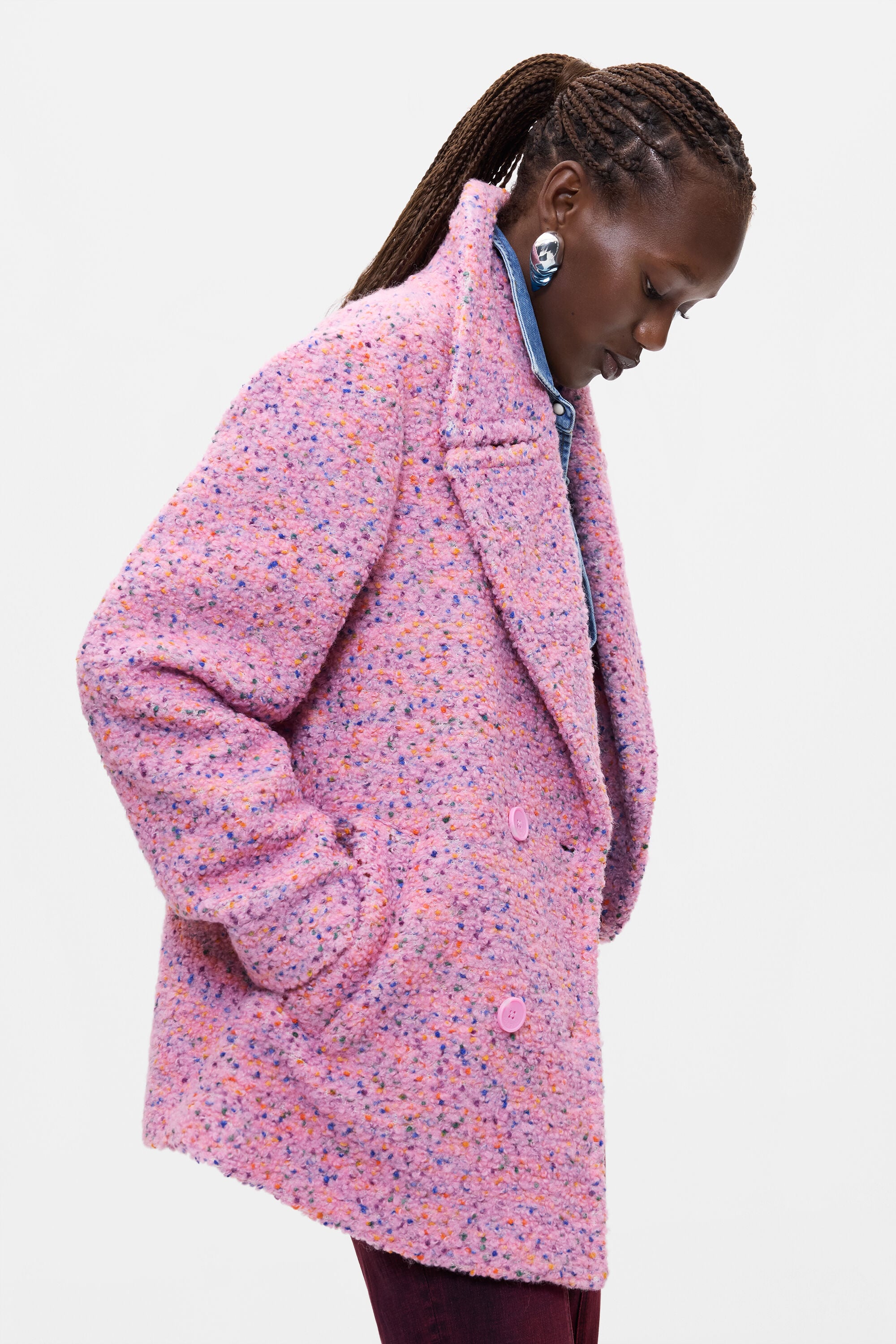 ウール入りショートコート バラ 女性用 I Desigual.com