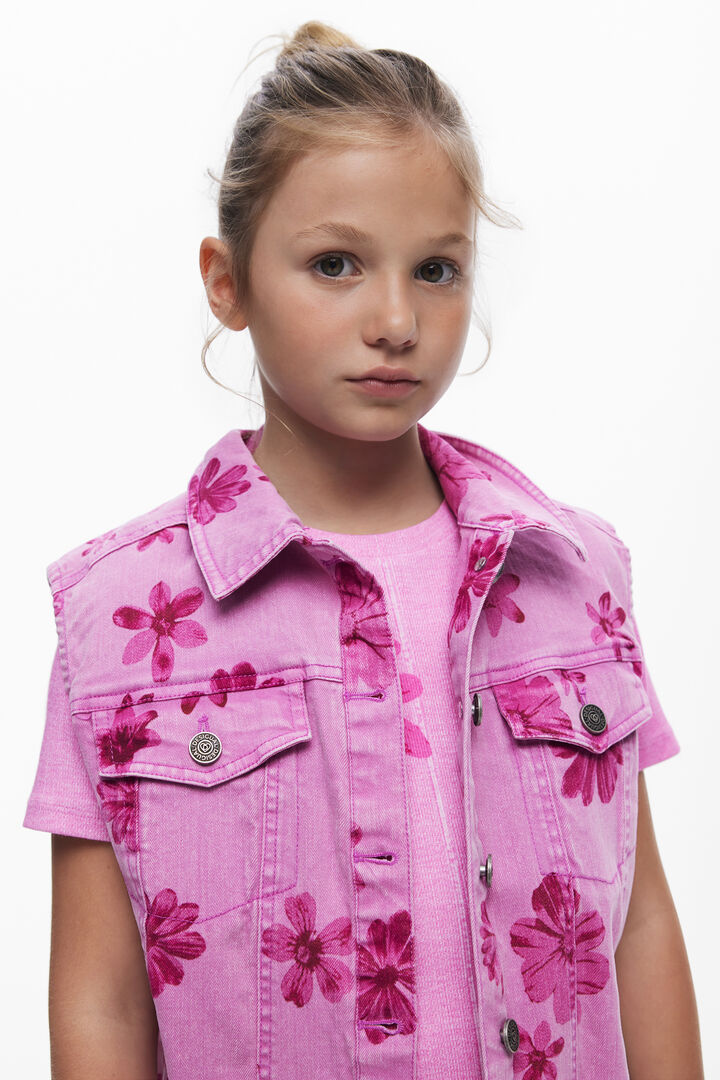 Denim-Weste mit Blumen | Desigual