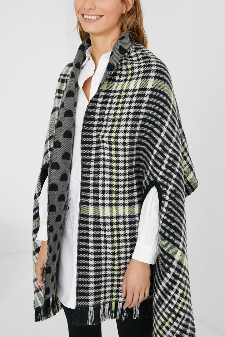Poncho carré carreaux réversible | Desigual