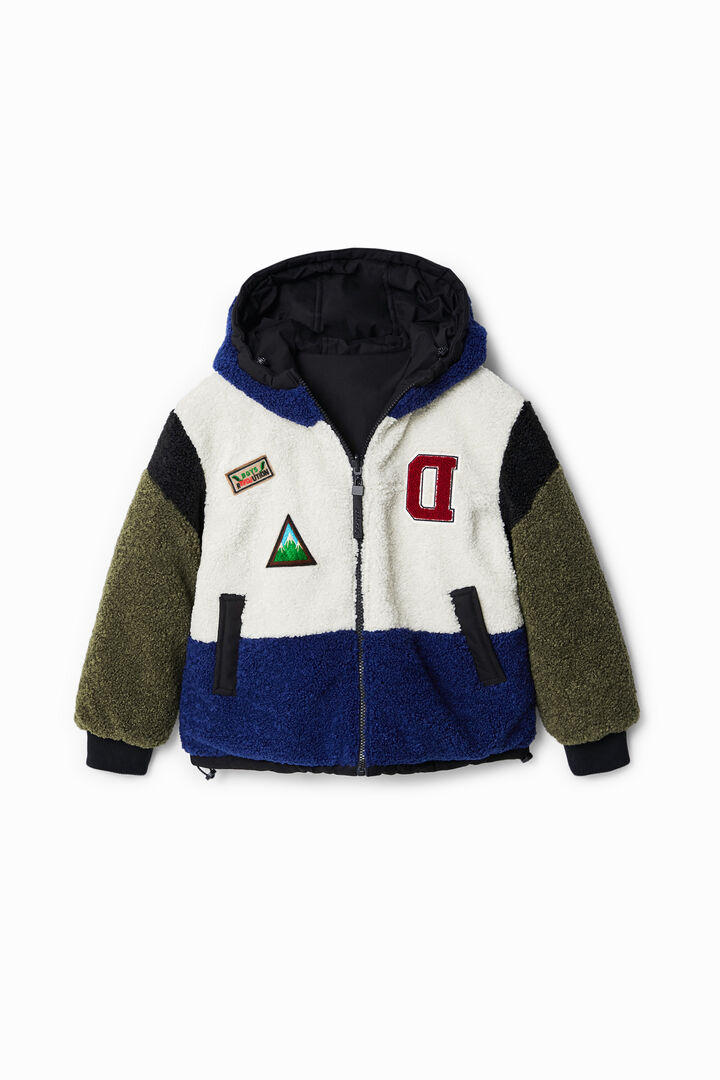 Oversize reversible fleece jacket