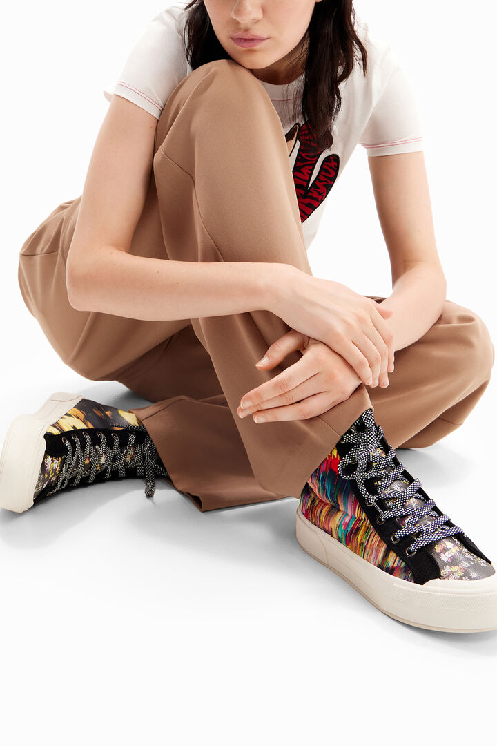 High-top glitch patchwork sneakers | Desigual