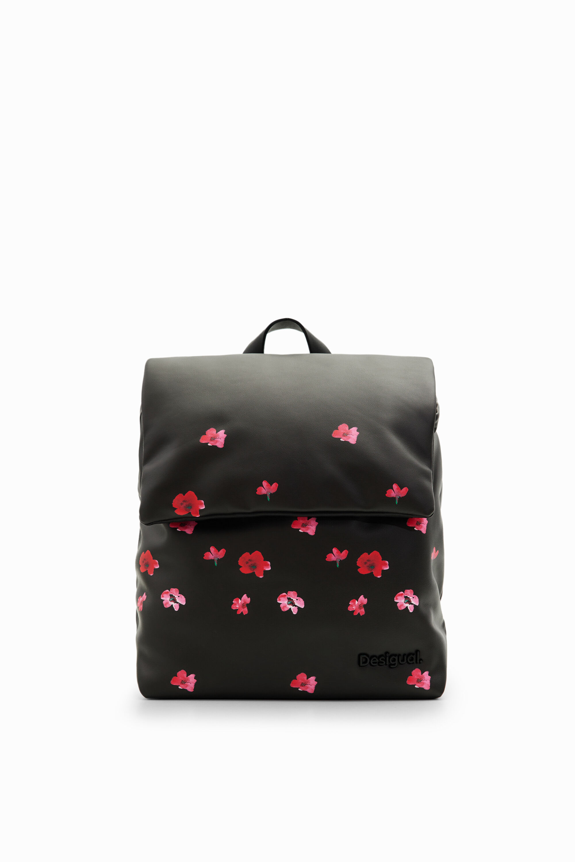 Shop Desigual S Padded Floral Backpack In Black