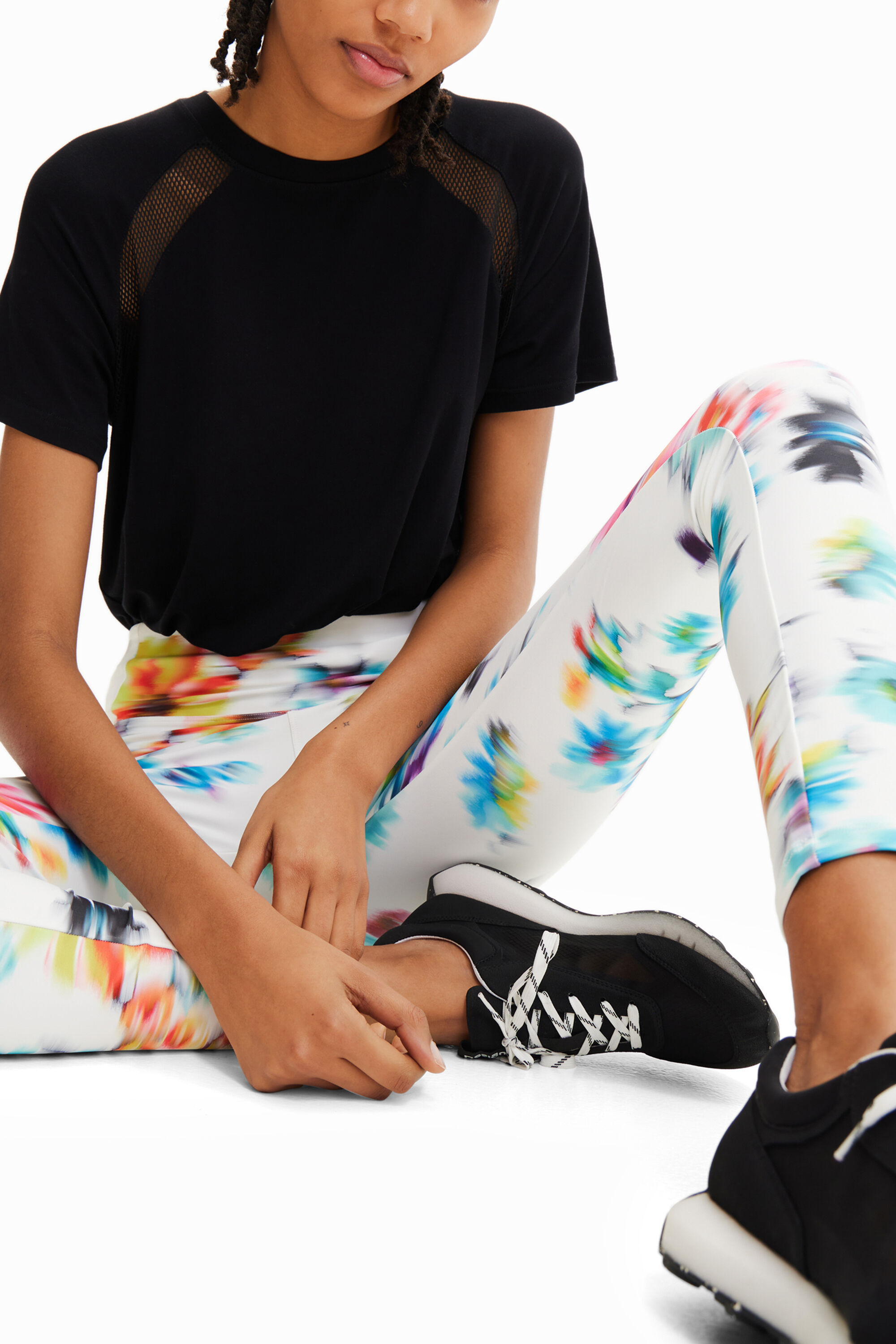 Desigual Floral Sport Leggings In White