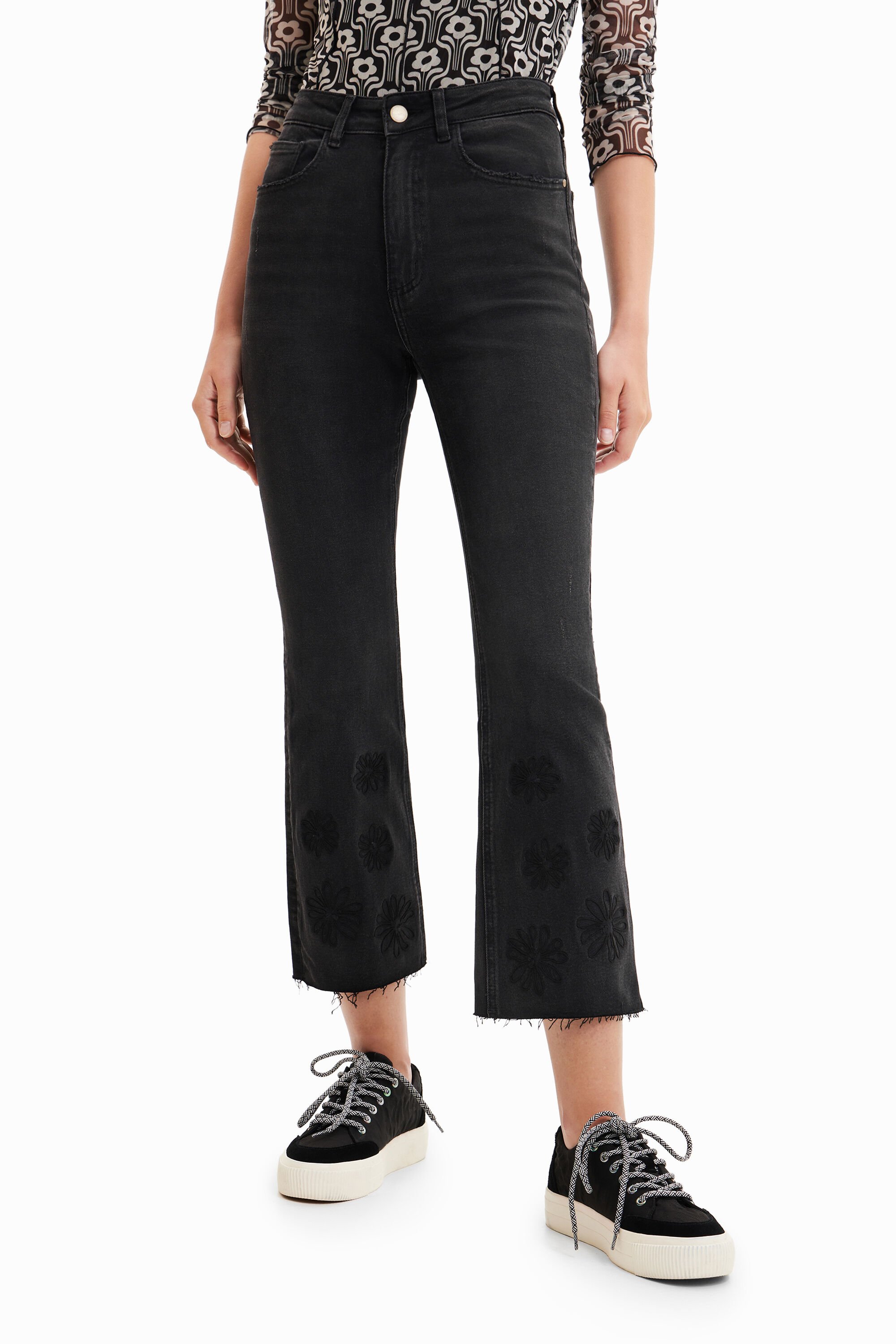 Jean flare court broderies - Desigual - Modalova