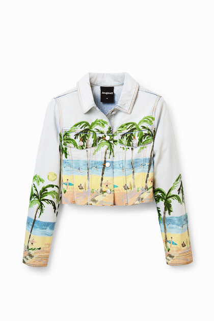 Short tropical denim jacket