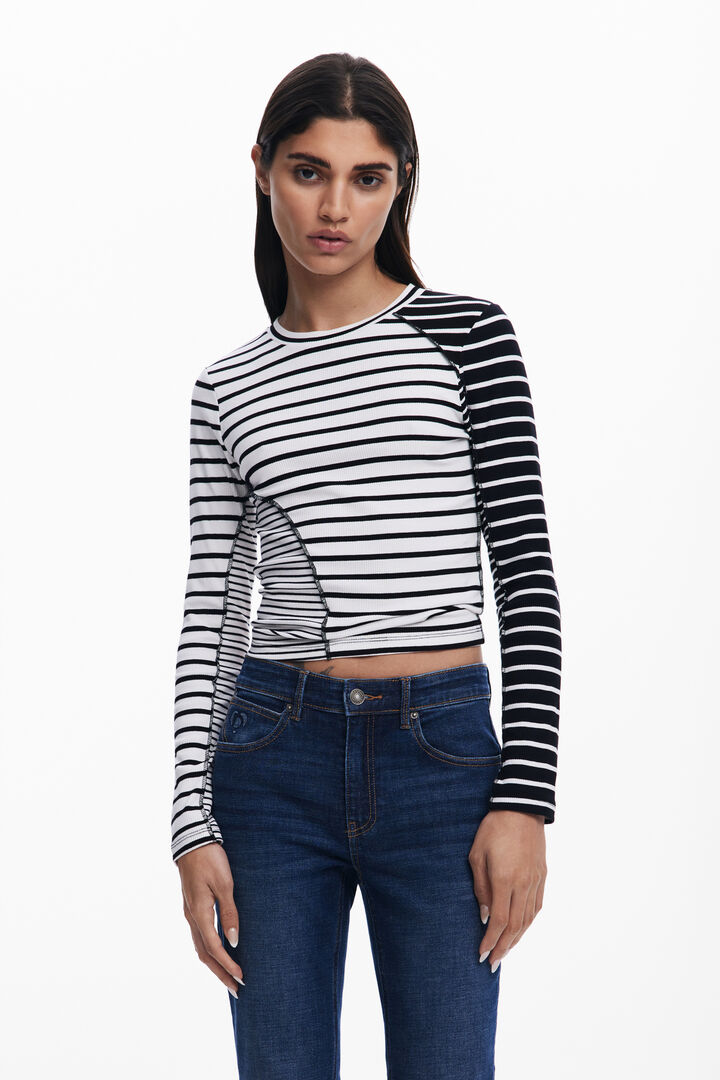 Asymmetric striped T-shirt