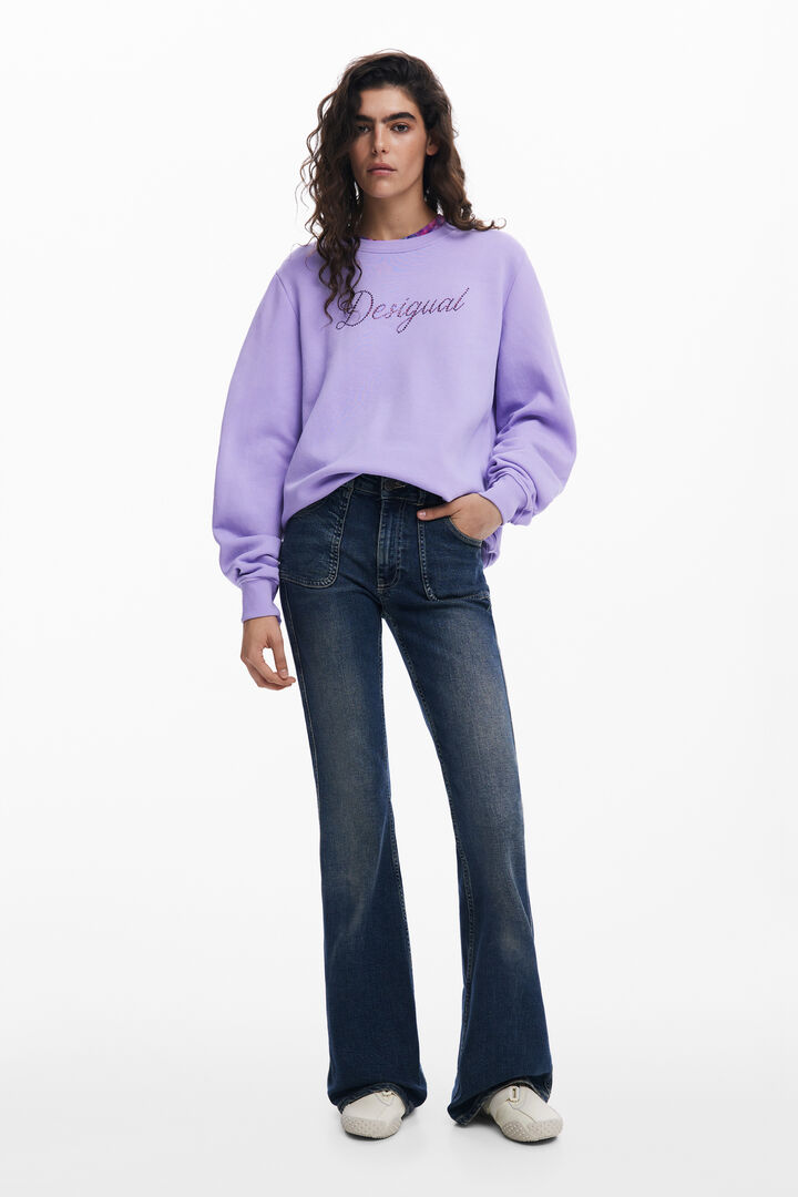 Sweatshirt with logo and rhinestones | Desigual