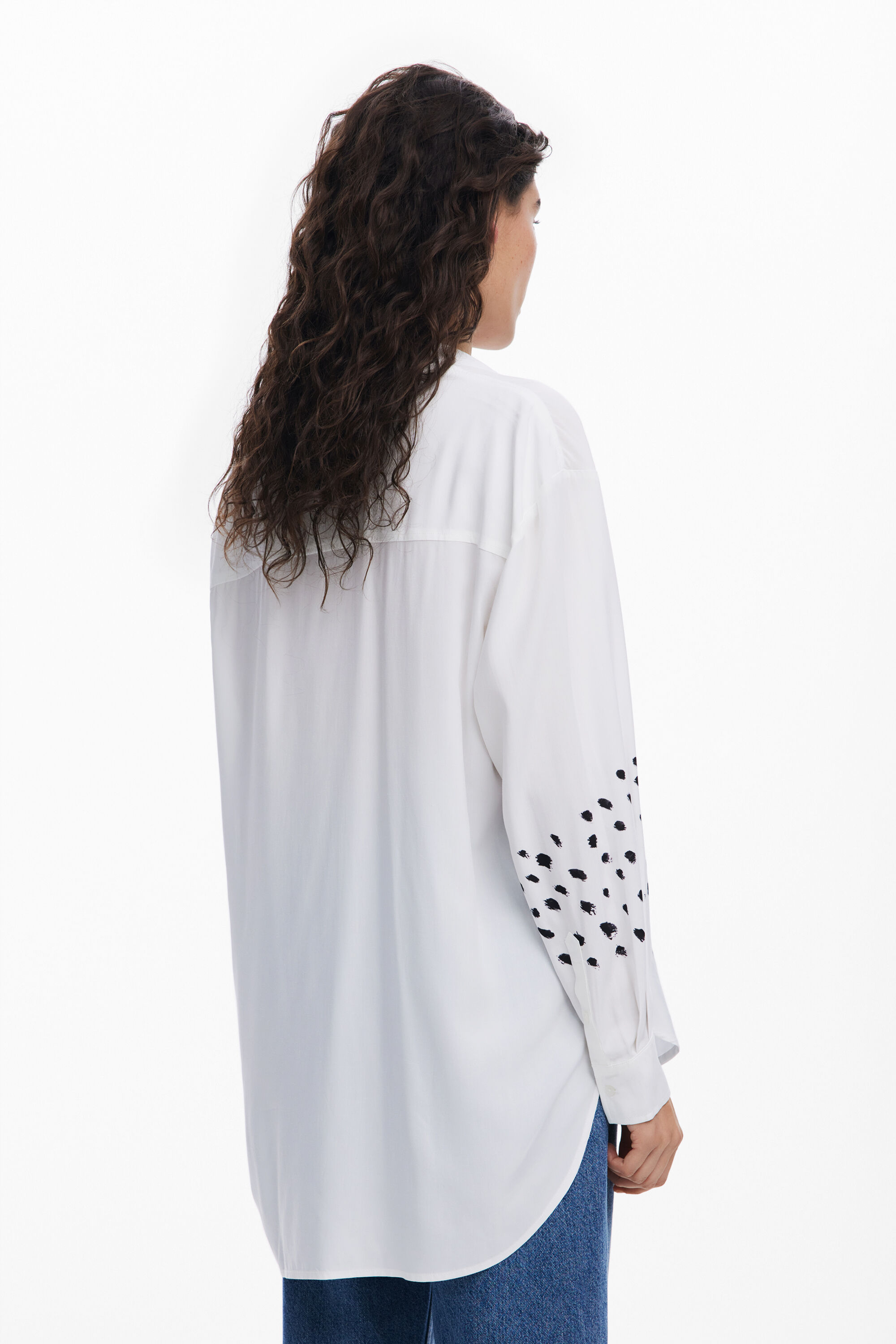 Desigual Print High-low Shirt In White