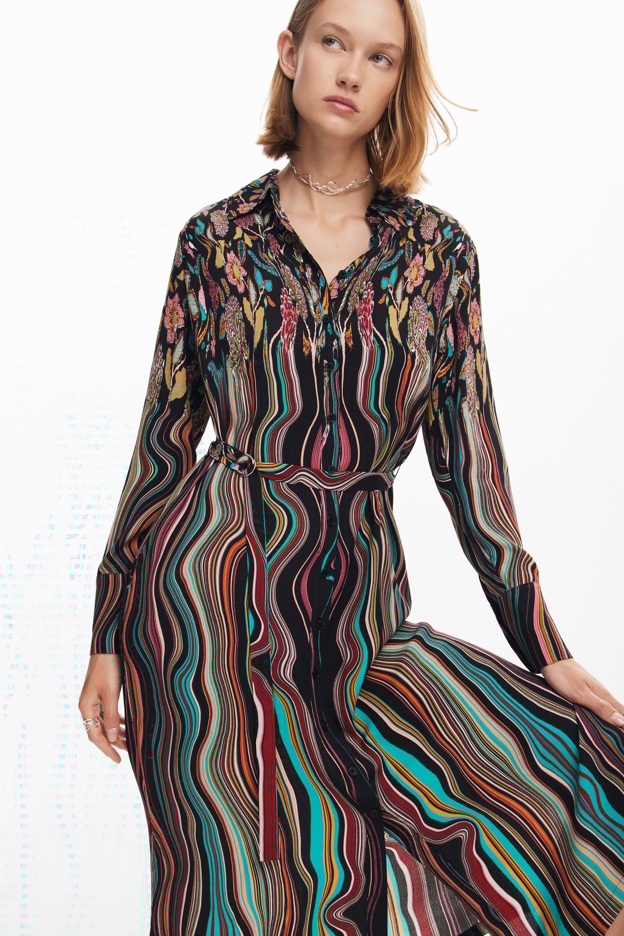 Abito midi a camicia da donna I Desigual