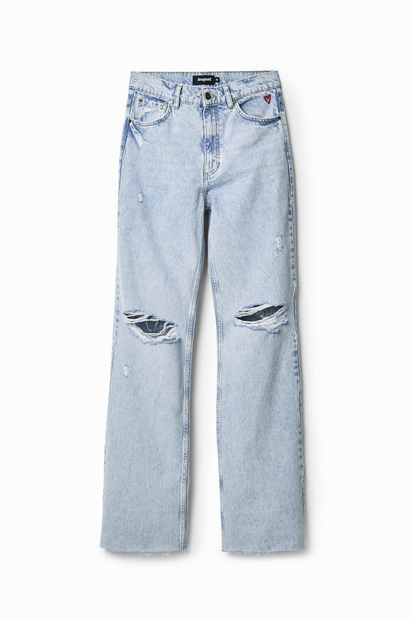 Wide leg jeans z raztrganinami