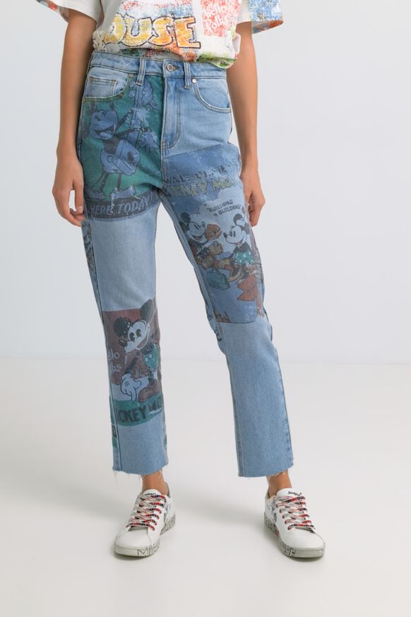 Straight cropped Mickey Mouse jeans | Desigual