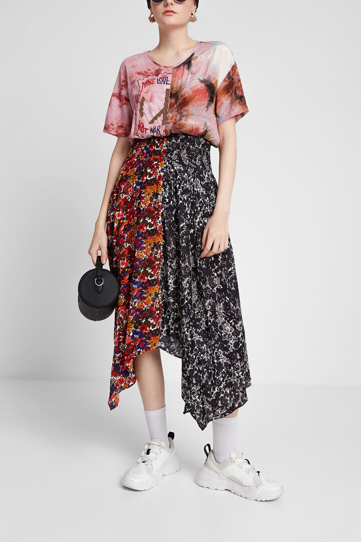 Asymmetric patch print dress | Desigual