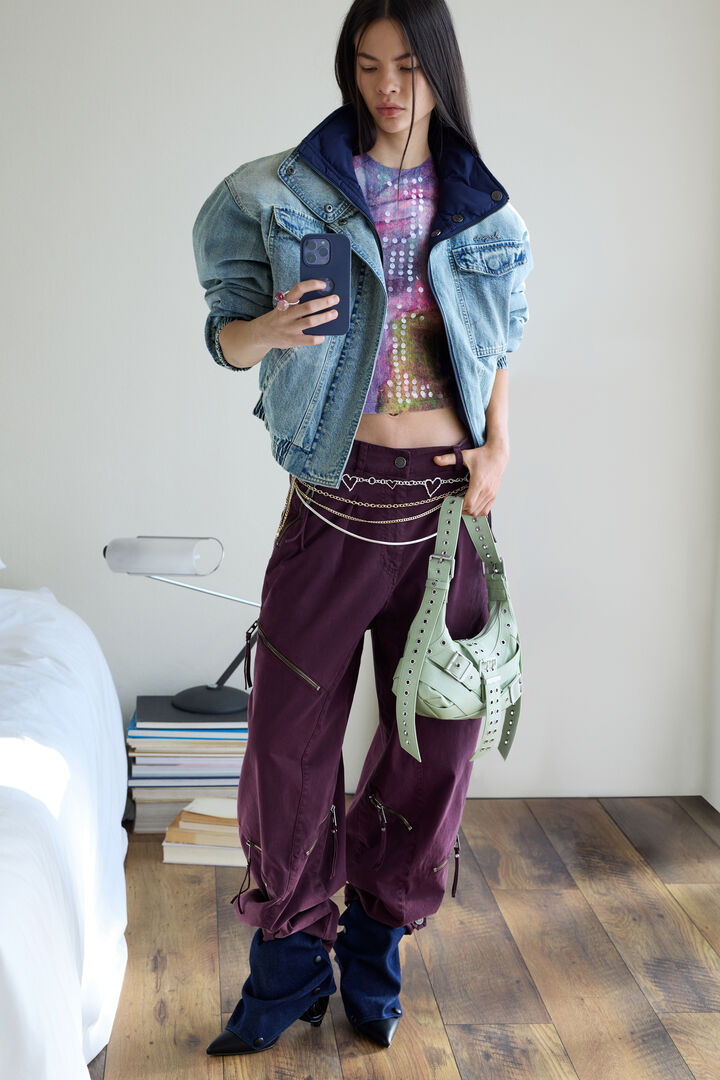 Tie-dye trousers with zippers