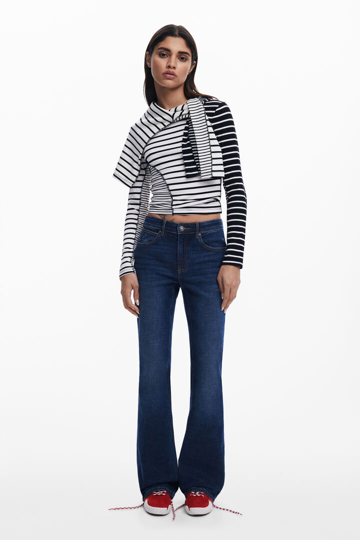 Asymmetric striped T-shirt | Desigual