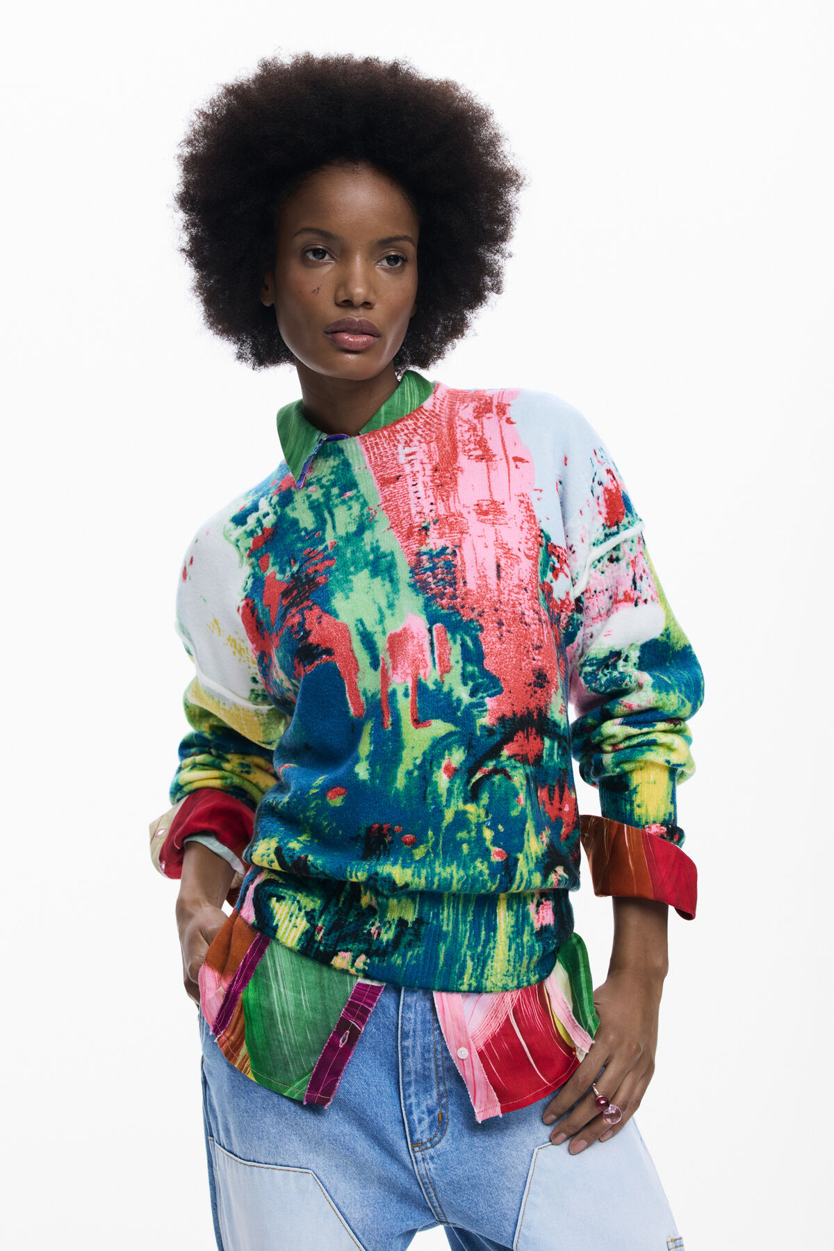 Arty printed sweater for Woman I Desigual.com