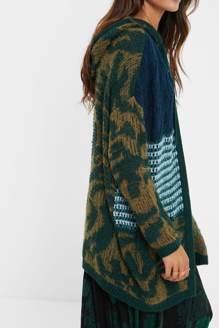 Hooded patch open jumper | Desigual