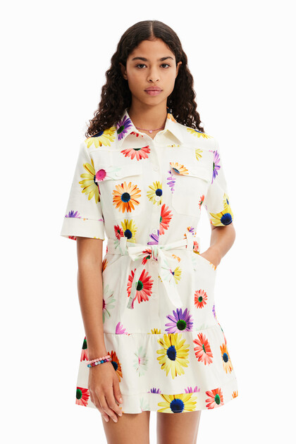 M. Christian Lacroix short floral shirt dress