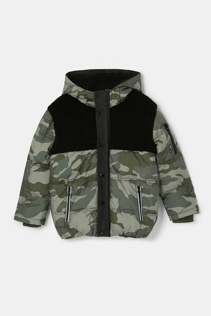 Kapuzen-Steppjacke Camouflage