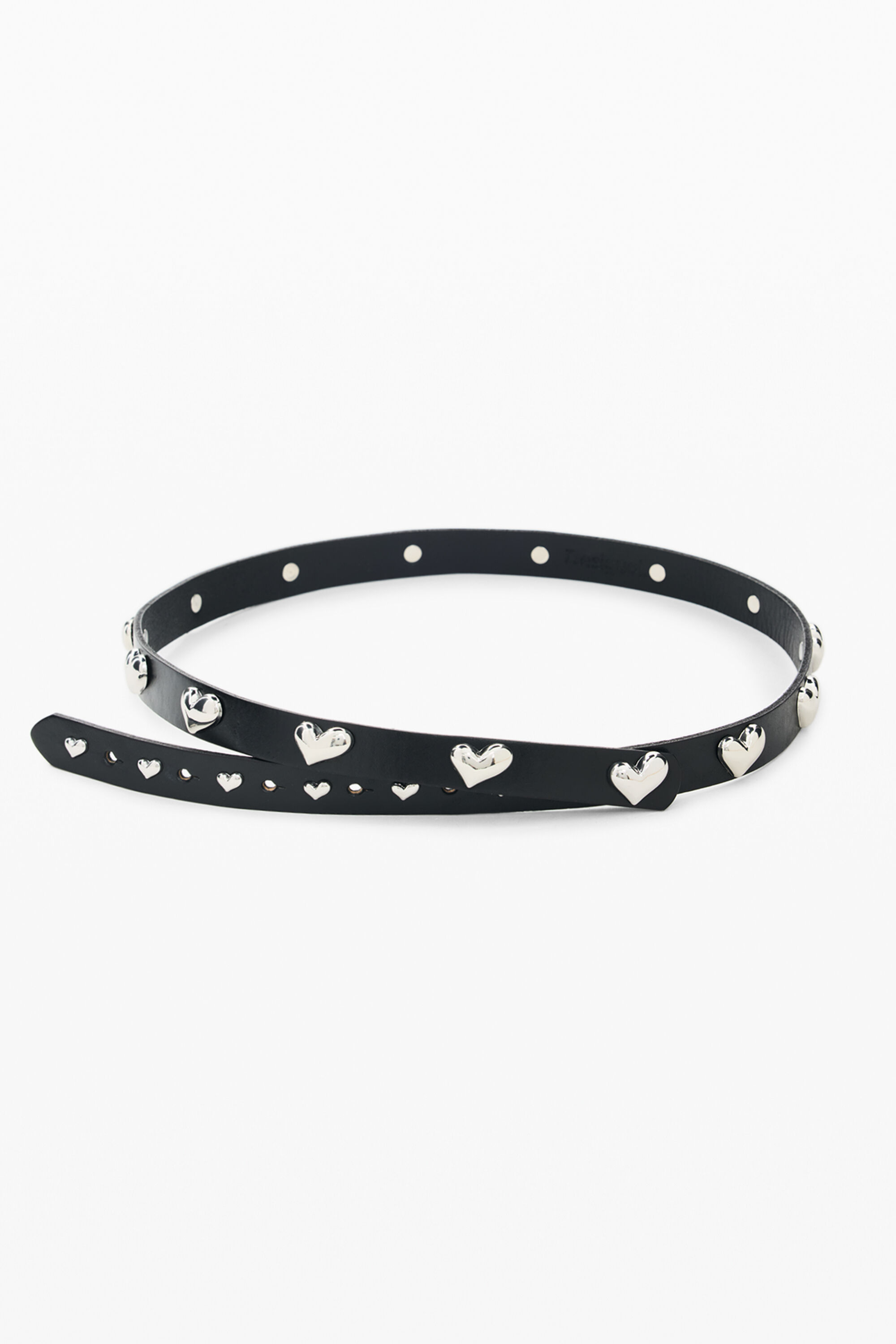 Cinturón Corazones Piel, Cow Leather, Negro,