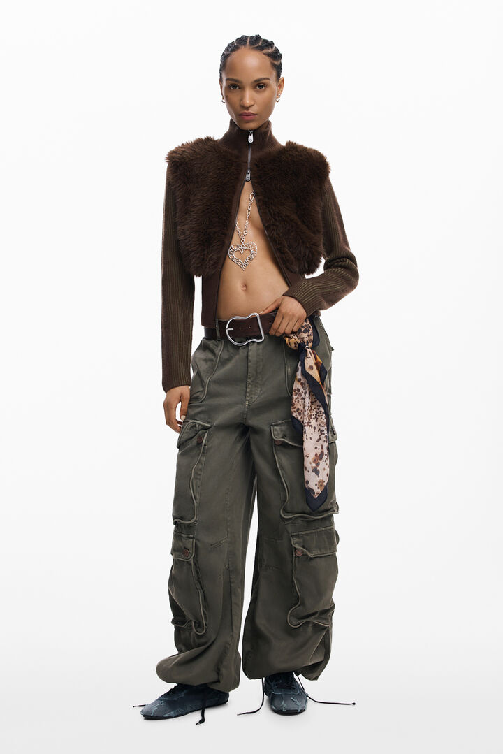 KNIT SWEATER WITH FUR