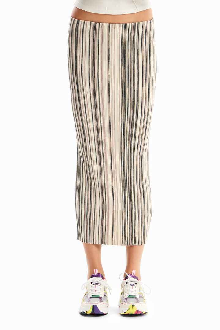 Faldilla midi canalé ratlles | Desigual