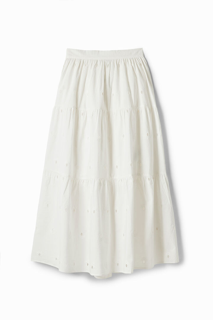 Falda midi bordado suizo | Desigual