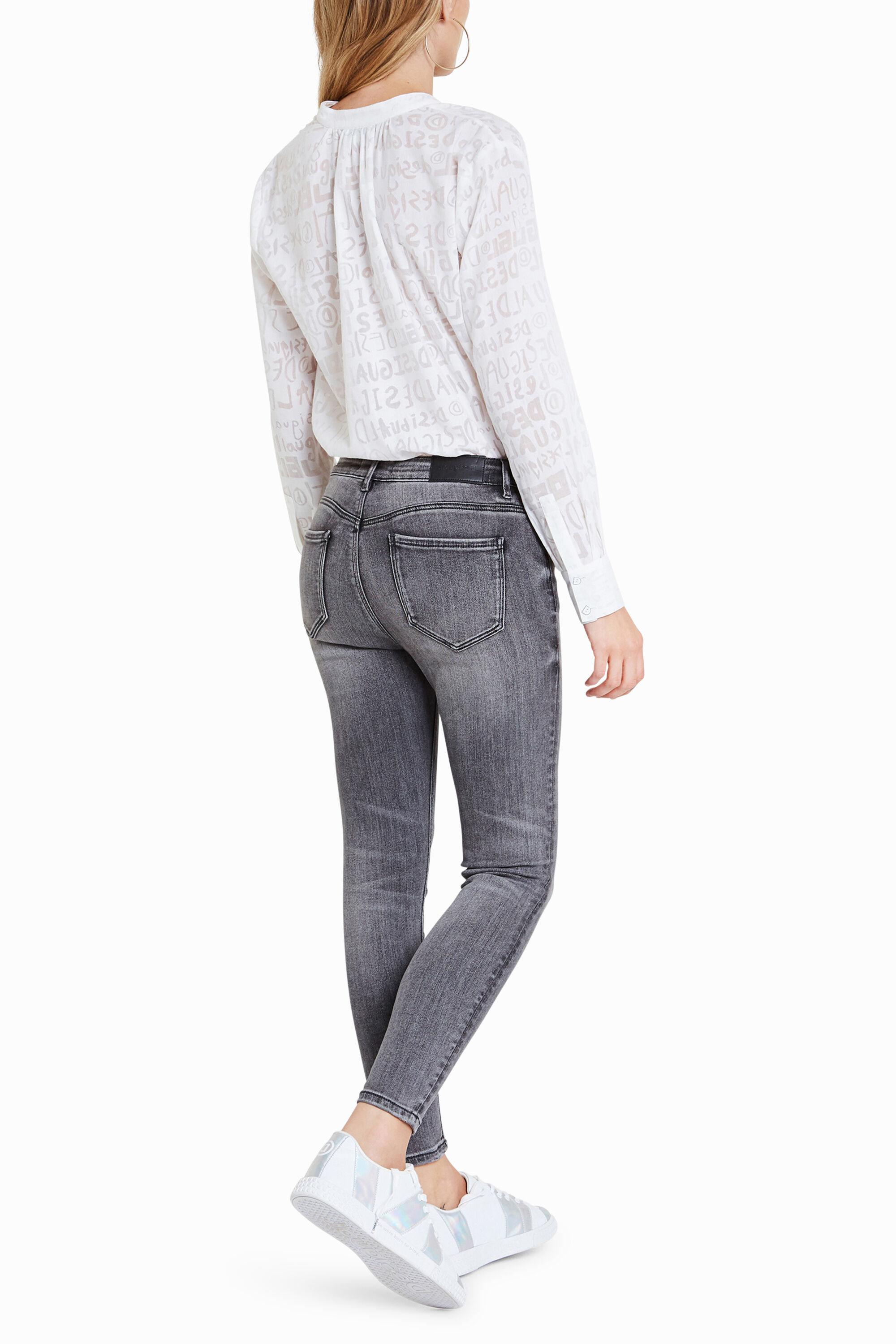 grey cropped jeans