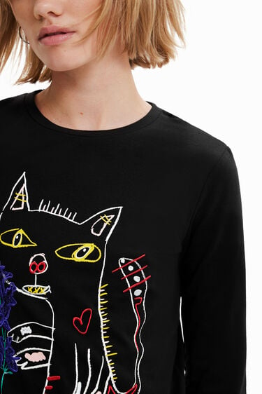 Umetniška majica z motivom mačke | Desigual