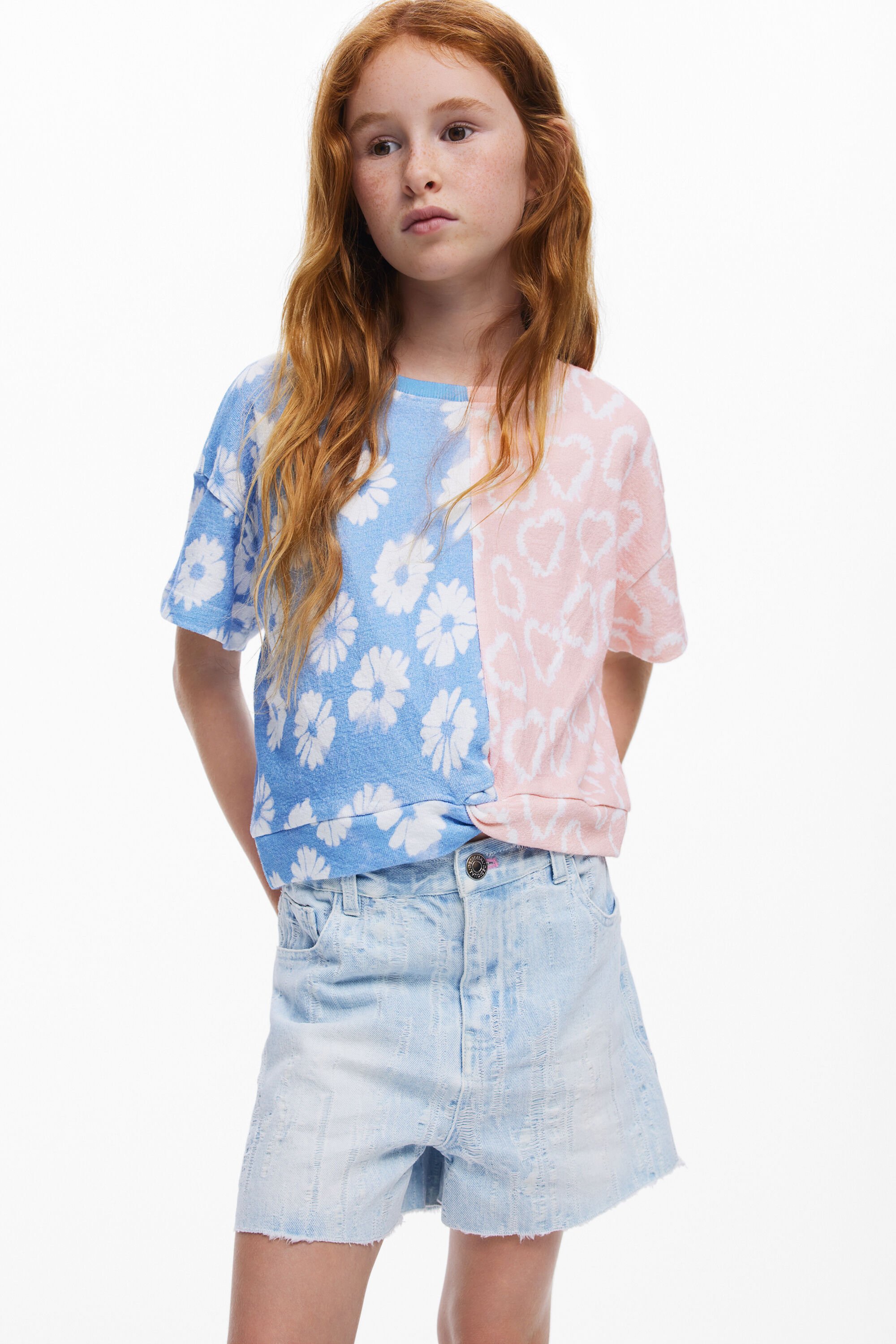 Desigual Tweekleurig T-shirt - MATERIAL FINISHES