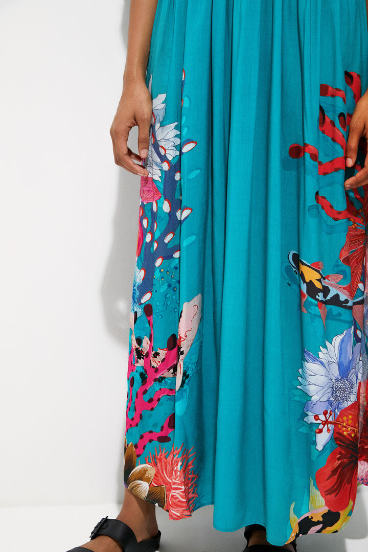 Maxi vestido corales sostenible | Desigual
