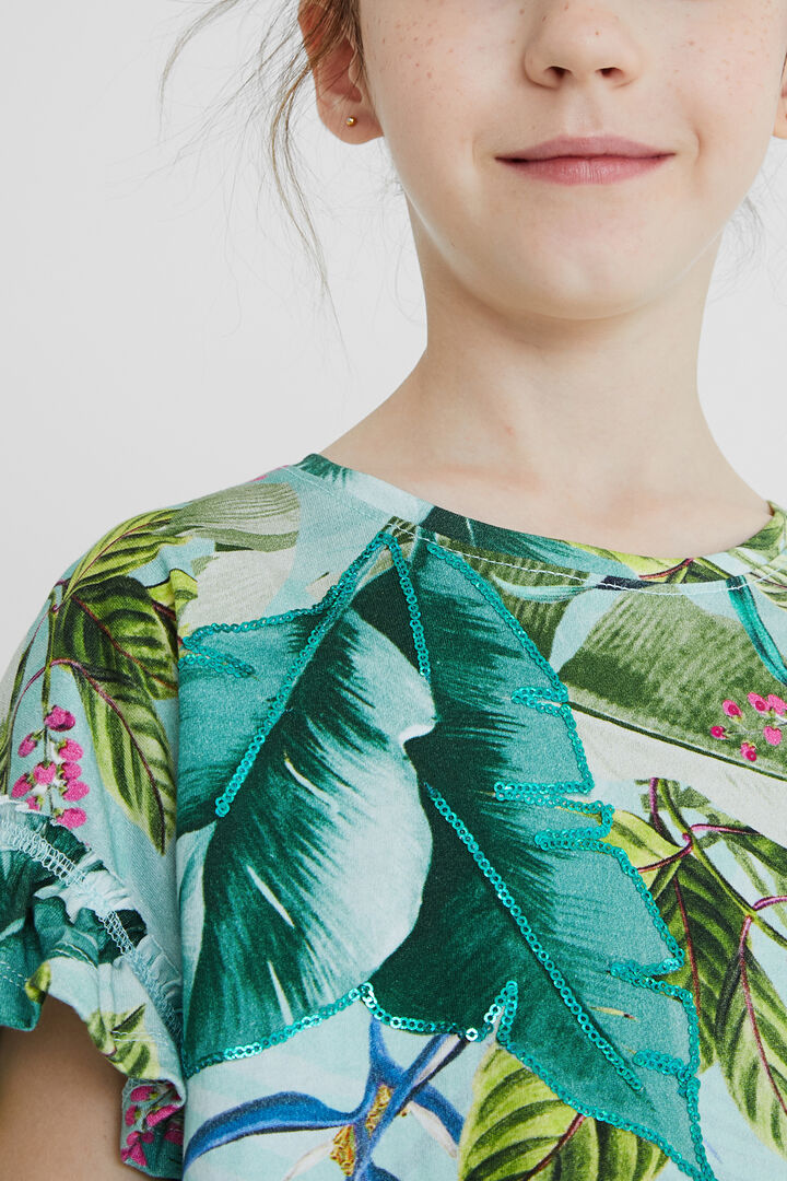 T-Shirt Blumen Volant-Ärmel | Desigual