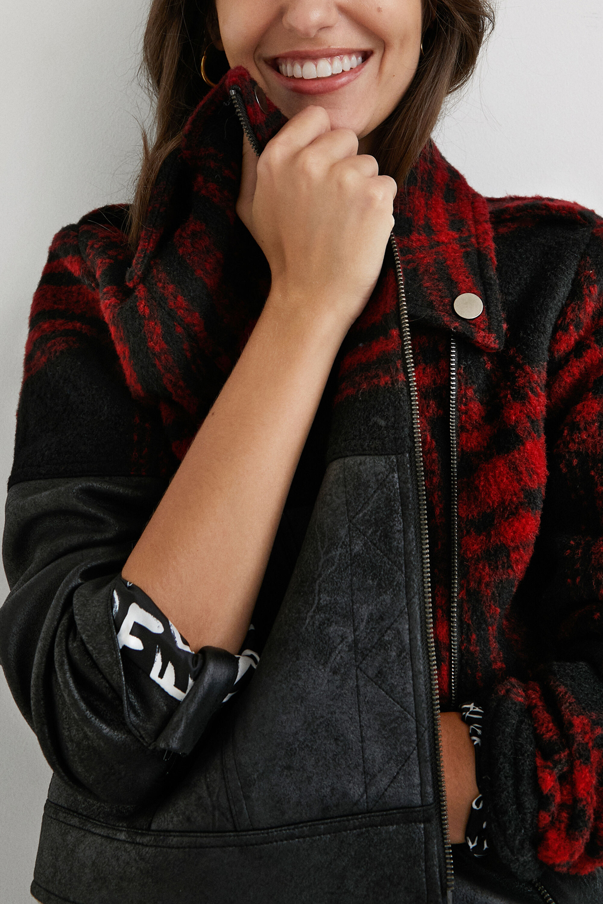 plaid biker jacket