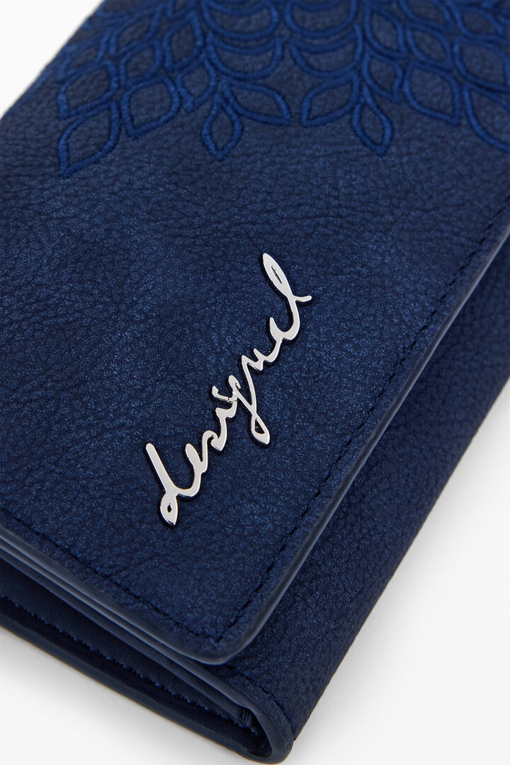 Monedero efecto piel bordados mediano | Desigual