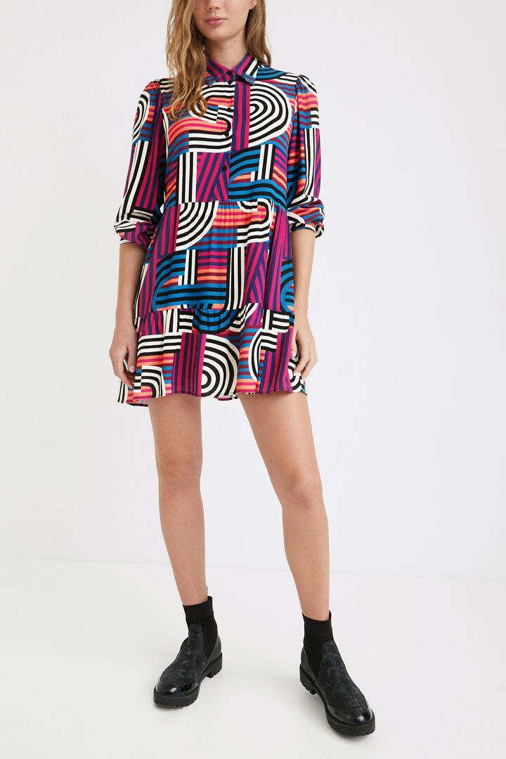 Short geometric shirt dress | Desigual