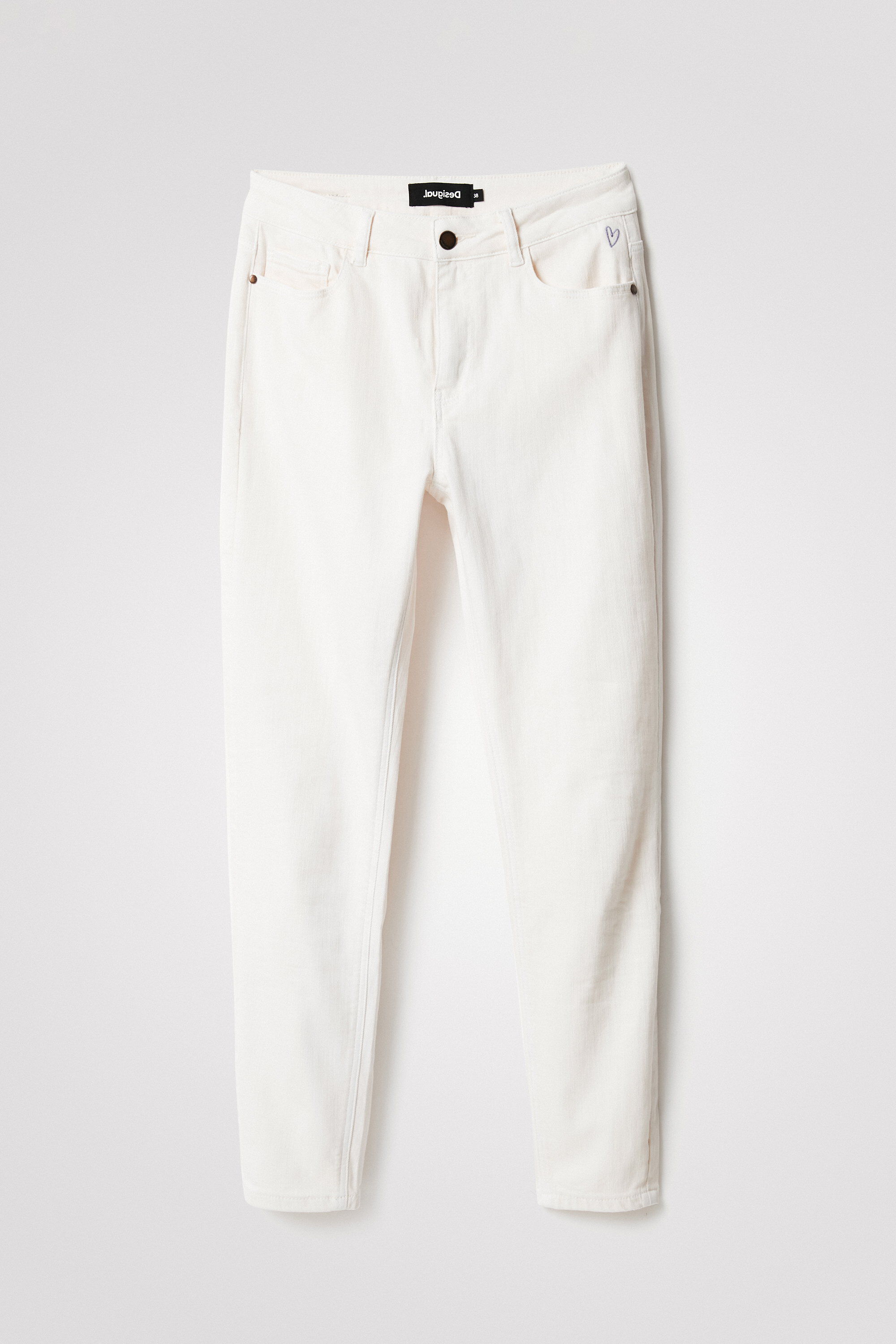 Desigual Skinny Ankle Jeans In White