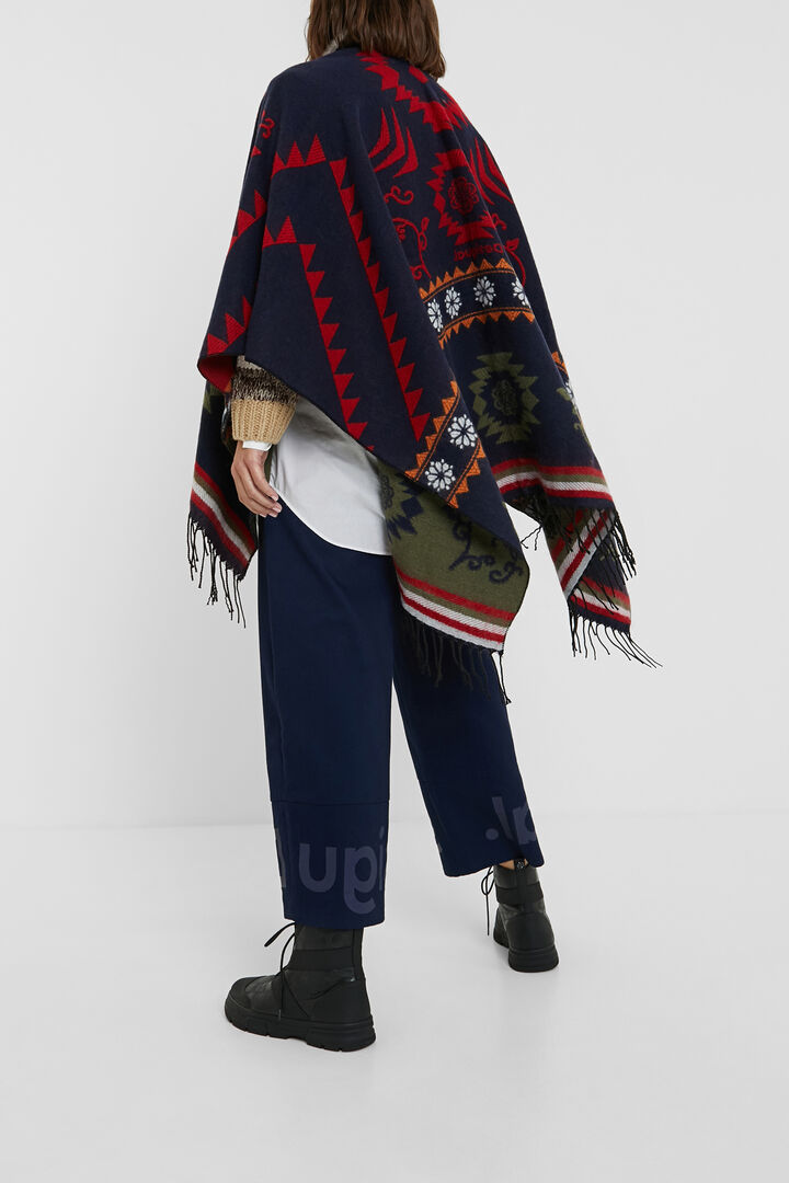 Poncho rettangolare fregi etnici | Desigual